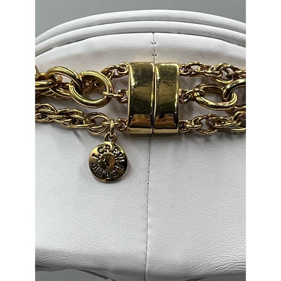 J. Crew Gold Tone Triple Strand Topaz Teardrop Glass White‎ Faux Pearl Necklace - Picture 10 of 12